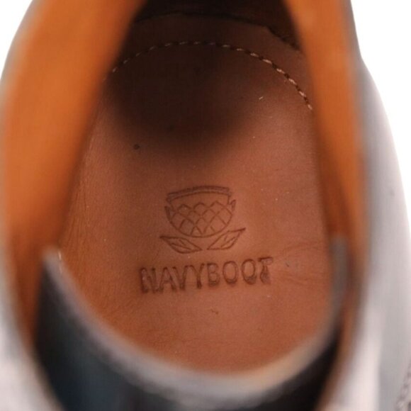 Navyboot Italy Navy Blue Leather Wingtip Chukka Boots Men 7 Dress Shoes Ankle 40 - Picture 7 of 12